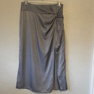 NWOT Abercrombie & Fitch Festive Silver Gray Satin Slip Skirt M
